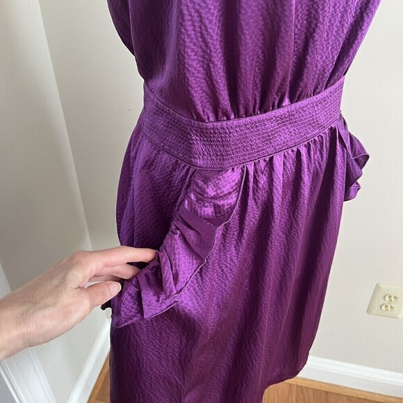 Marc by Marc Jacobs Silk Cocktail summer Mini Dress Purple Ruffled - Picture 5 of 15
